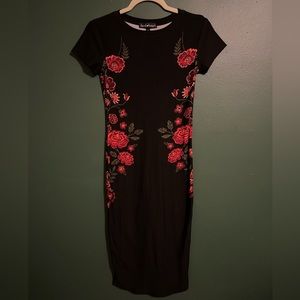 Small Floral Print Midi-Dress